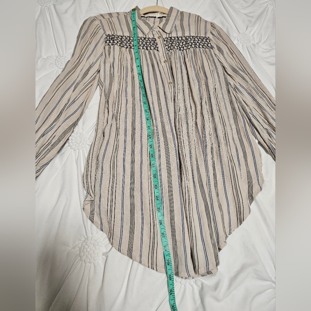 Floreat By Anthropologie Striped Nothfork Tunic Blouse - Picture 9 of 11